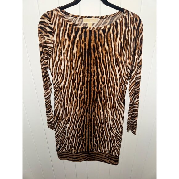 MICHAEL Michael Kors Dresses & Skirts - Michael Kors Women's Brown Black Long Sleeve Tiger Print Dress - Size Small